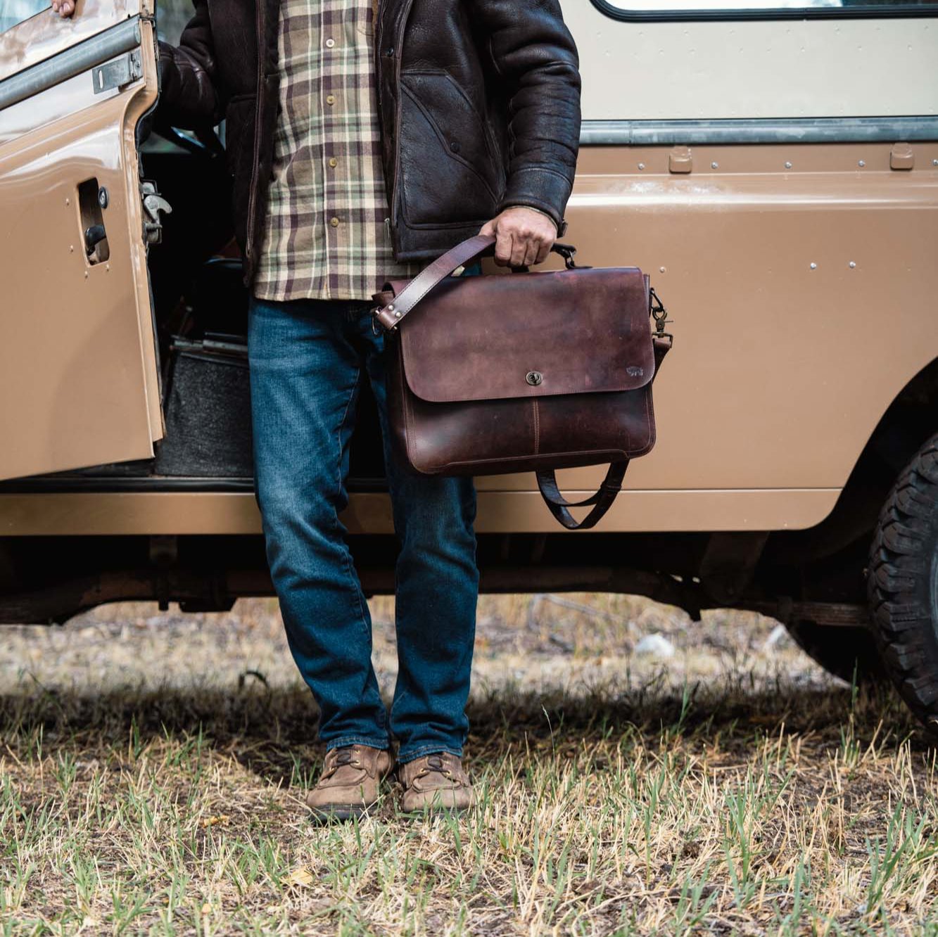 Roosevelt Full Grain Leather Laptop Messenger Bag — Buffalo Jackson