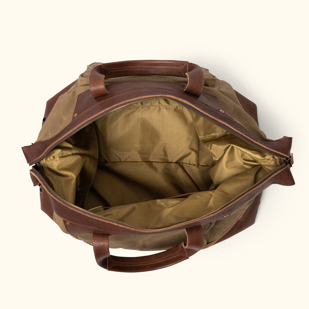 Vintage Canvas Oversized Weekend Bag Khaki interior